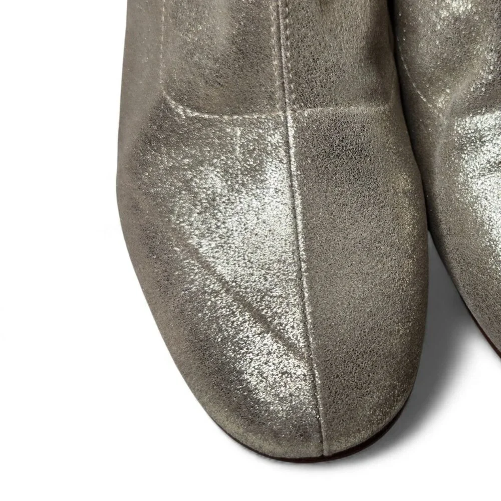 Good Lucky Italian Metallic Leather Booties Women's Zip Side Evening Out 6.5 - 7